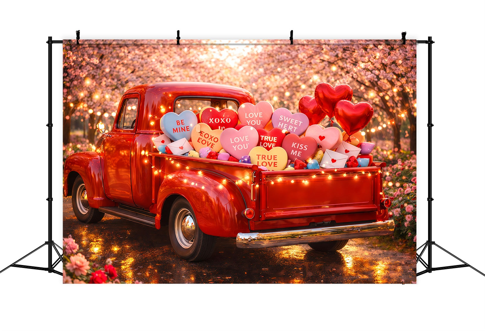 Valentinstag-Hintergründe Vintage Liebes-LKW Süßigkeiten Süßigkeiten-Herzen-Hintergrund LXX512-172