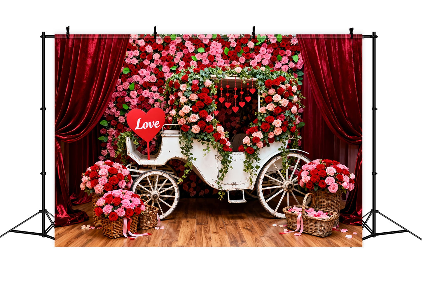 Rote Rosen Hintergrund Romantischer Blumenwagen Valentinstag Hintergründe LXX512-173