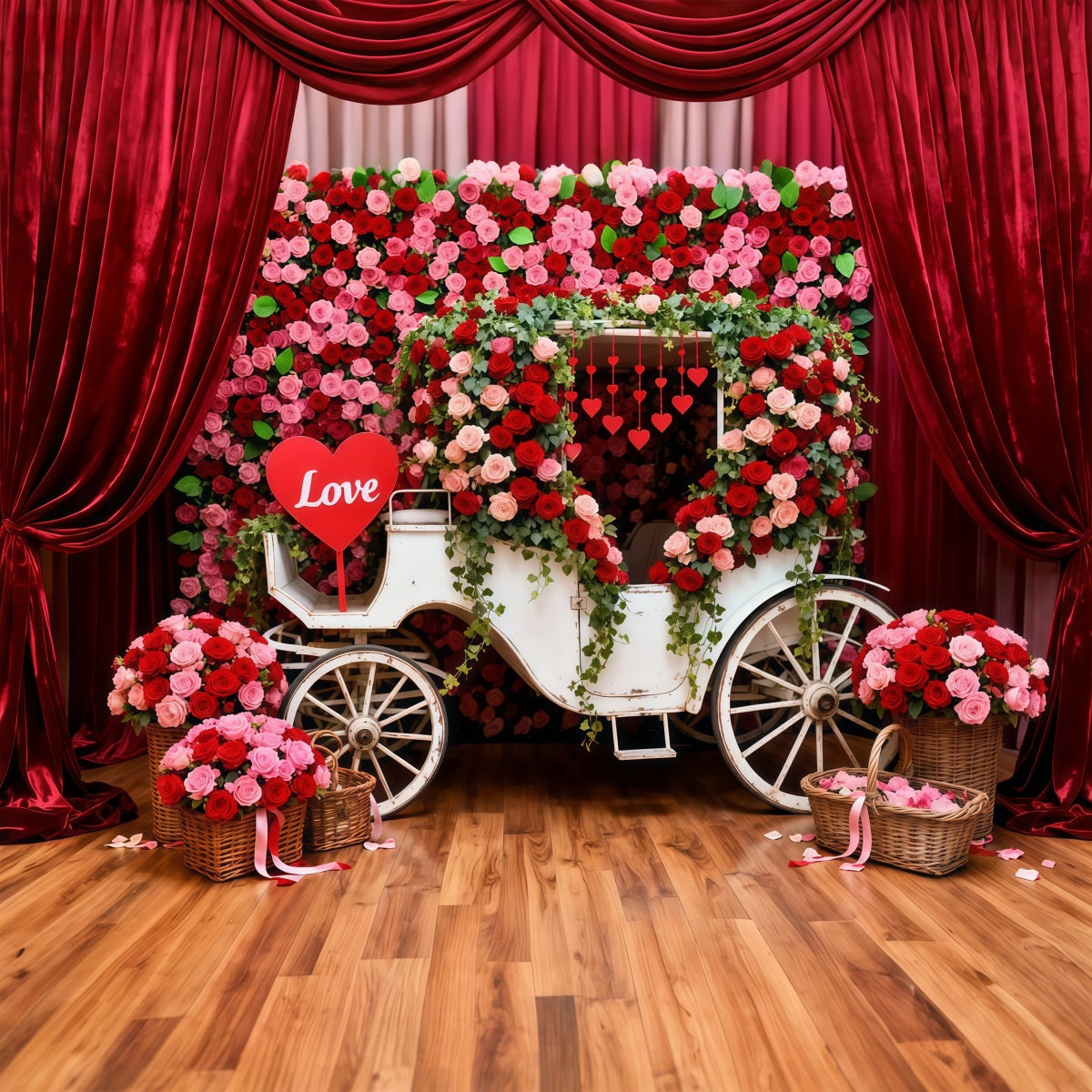 Rote Rosen Hintergrund Romantischer Blumenwagen Valentinstag Hintergründe LXX512-173