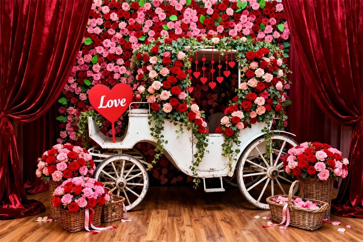 Rote Rosen Hintergrund Romantischer Blumenwagen Valentinstag Hintergründe LXX512-173