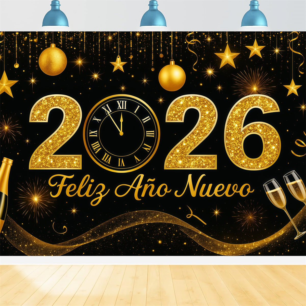 Neujahrshintergrund Goldener Glitzer Countdown Champagner Glitzer Hintergrund LXX512-20