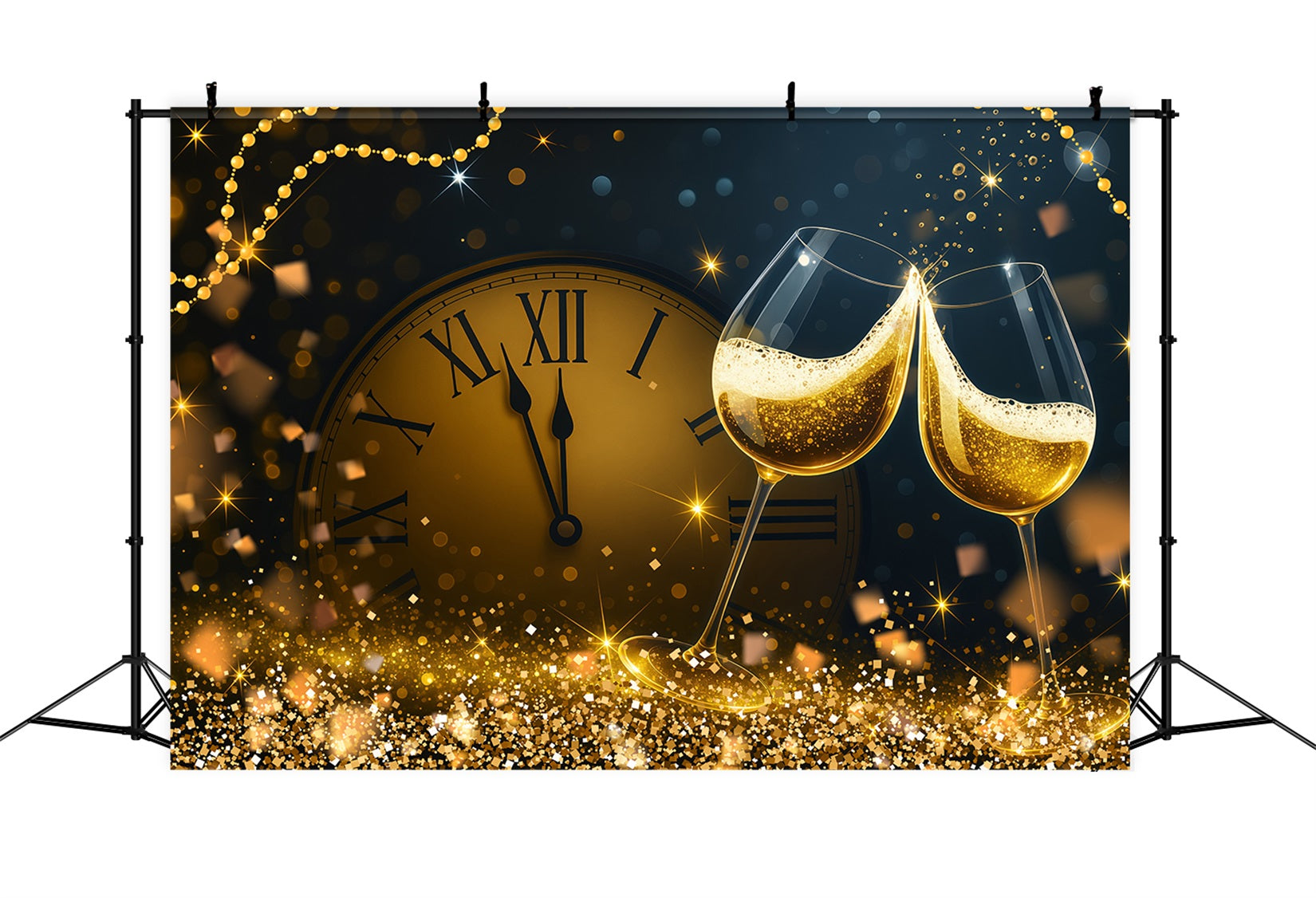 Neujahrs-Foto-Hintergrund Countdown Goldener Toast Funken Bokeh-Hintergrund LXX512-23
