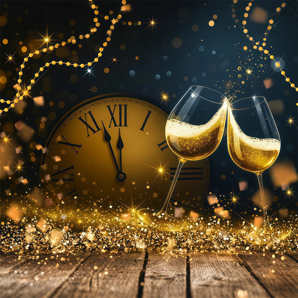 Neujahrs-Foto-Hintergrund Countdown Goldener Toast Funken Bokeh-Hintergrund LXX512-23