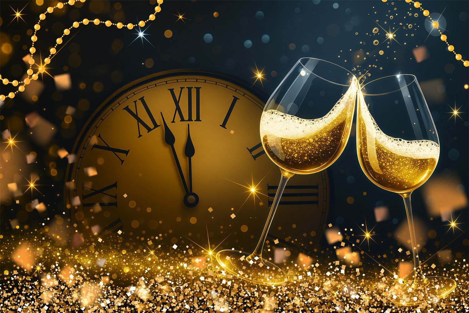 Neujahrs-Foto-Hintergrund Countdown Goldener Toast Funken Bokeh-Hintergrund LXX512-23