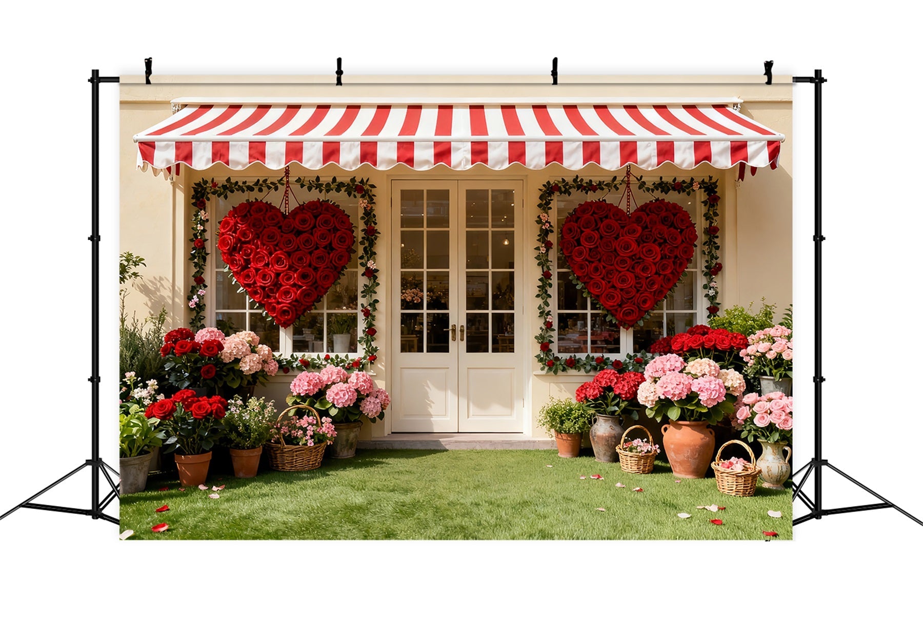 Rosenherz-Hintergrund Herzgarten Ladenfront Rosen Romantischer Hintergrund LXX512-49