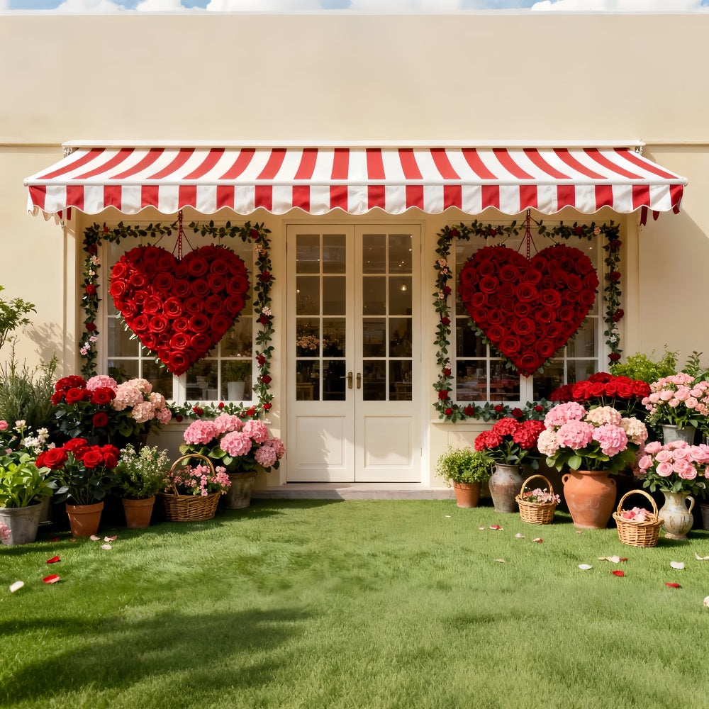 Rosenherz-Hintergrund Herzgarten Ladenfront Rosen Romantischer Hintergrund LXX512-49