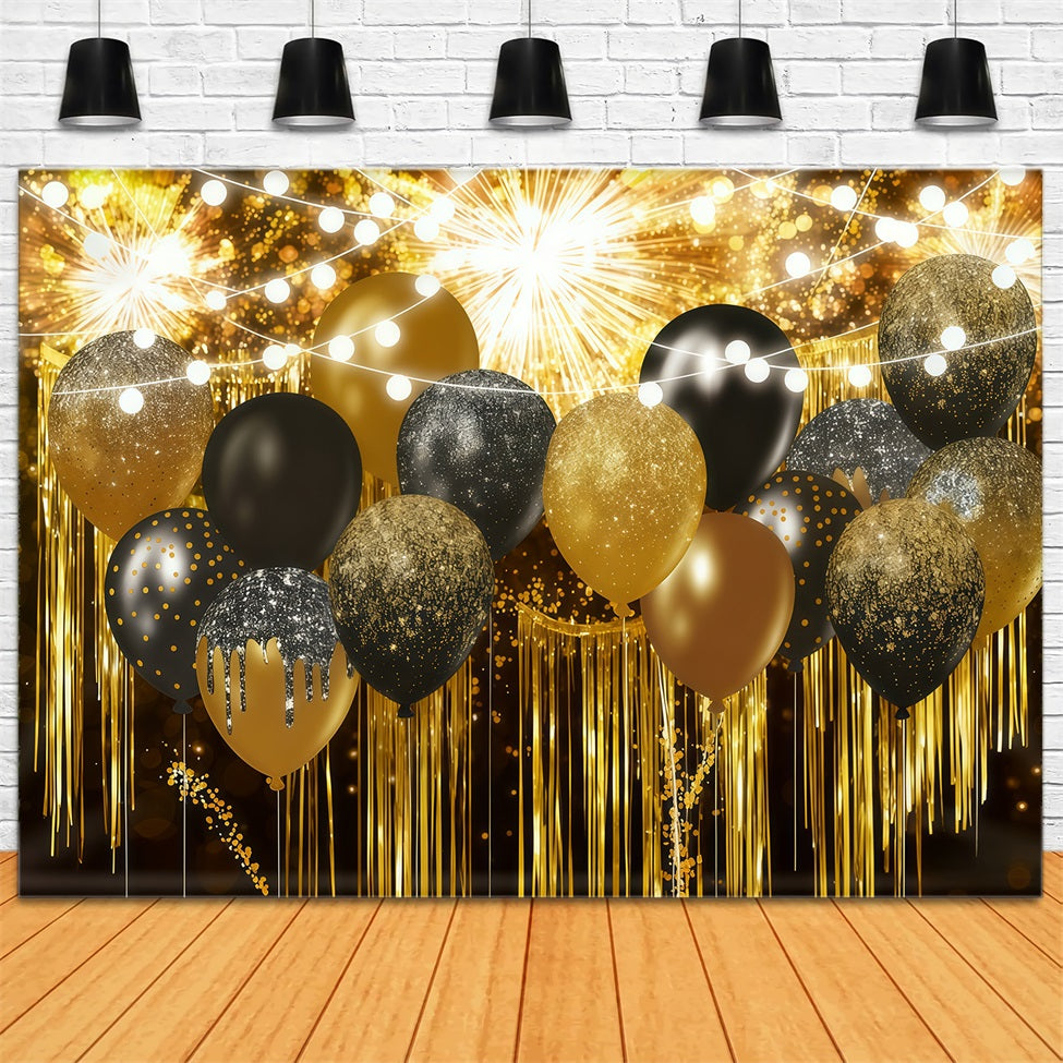 Neujahrs-Hintergrund Goldglitzer Schimmer Bokeh Neujahrs-Ballon-Hintergrund LXX512-5