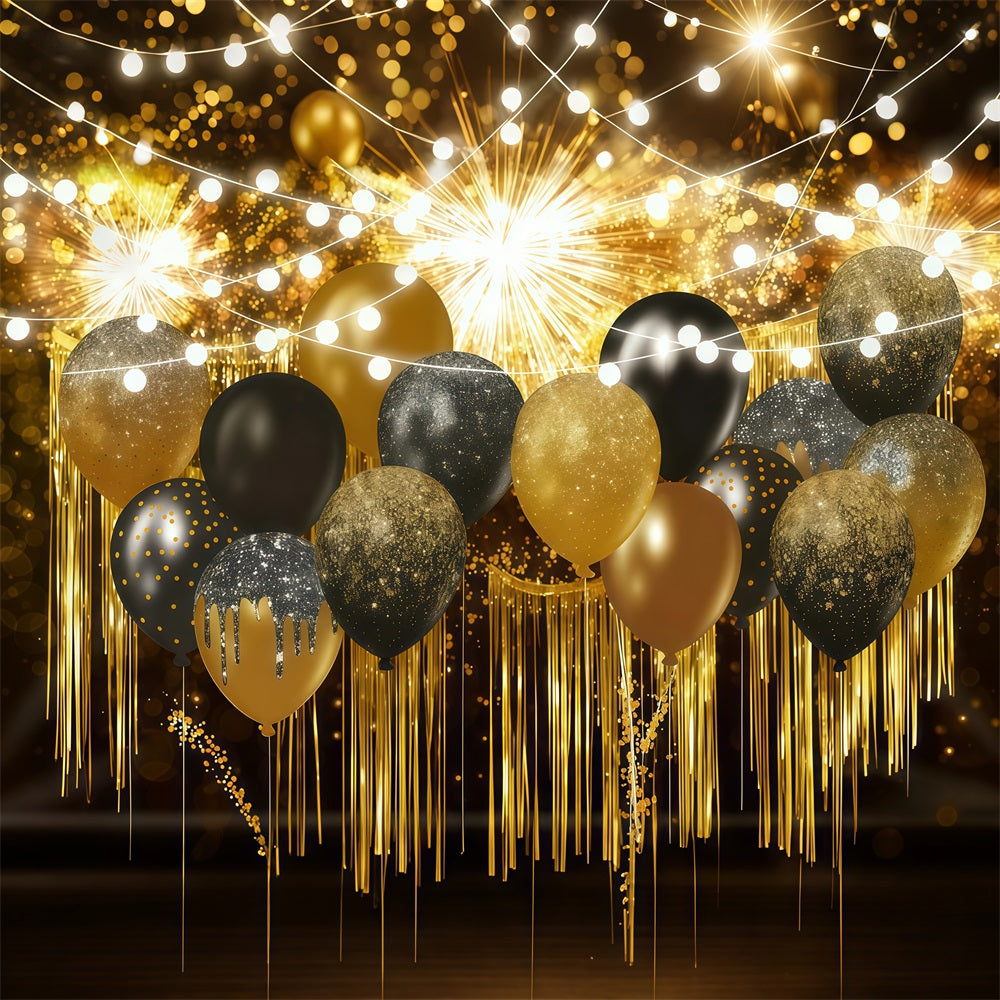 Neujahrs-Hintergrund Goldglitzer Schimmer Bokeh Neujahrs-Ballon-Hintergrund LXX512-5