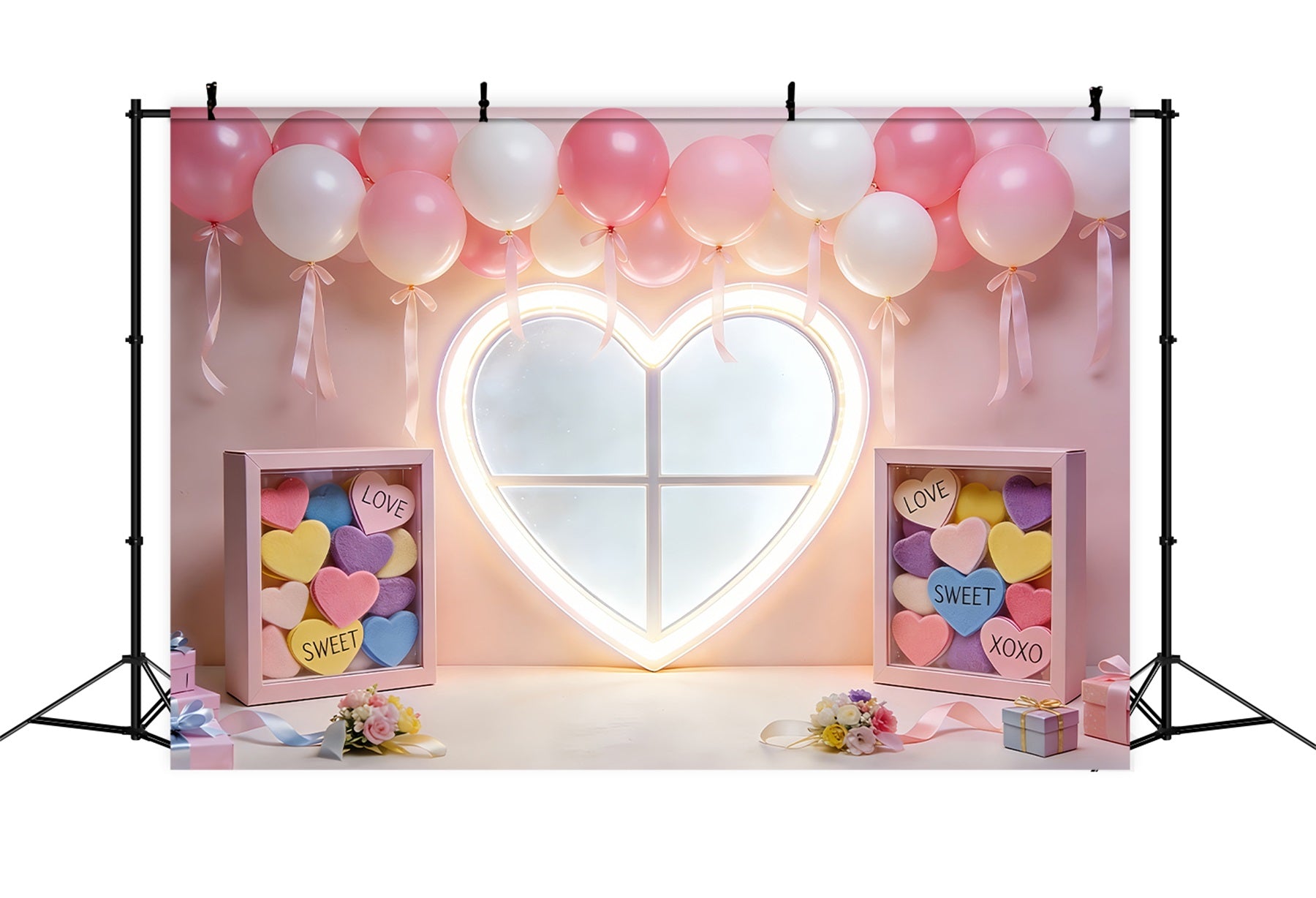 Herz-Hintergrund Zartrosa Ballonherz Rosa Valentinstag-Hintergrund LXX512-62