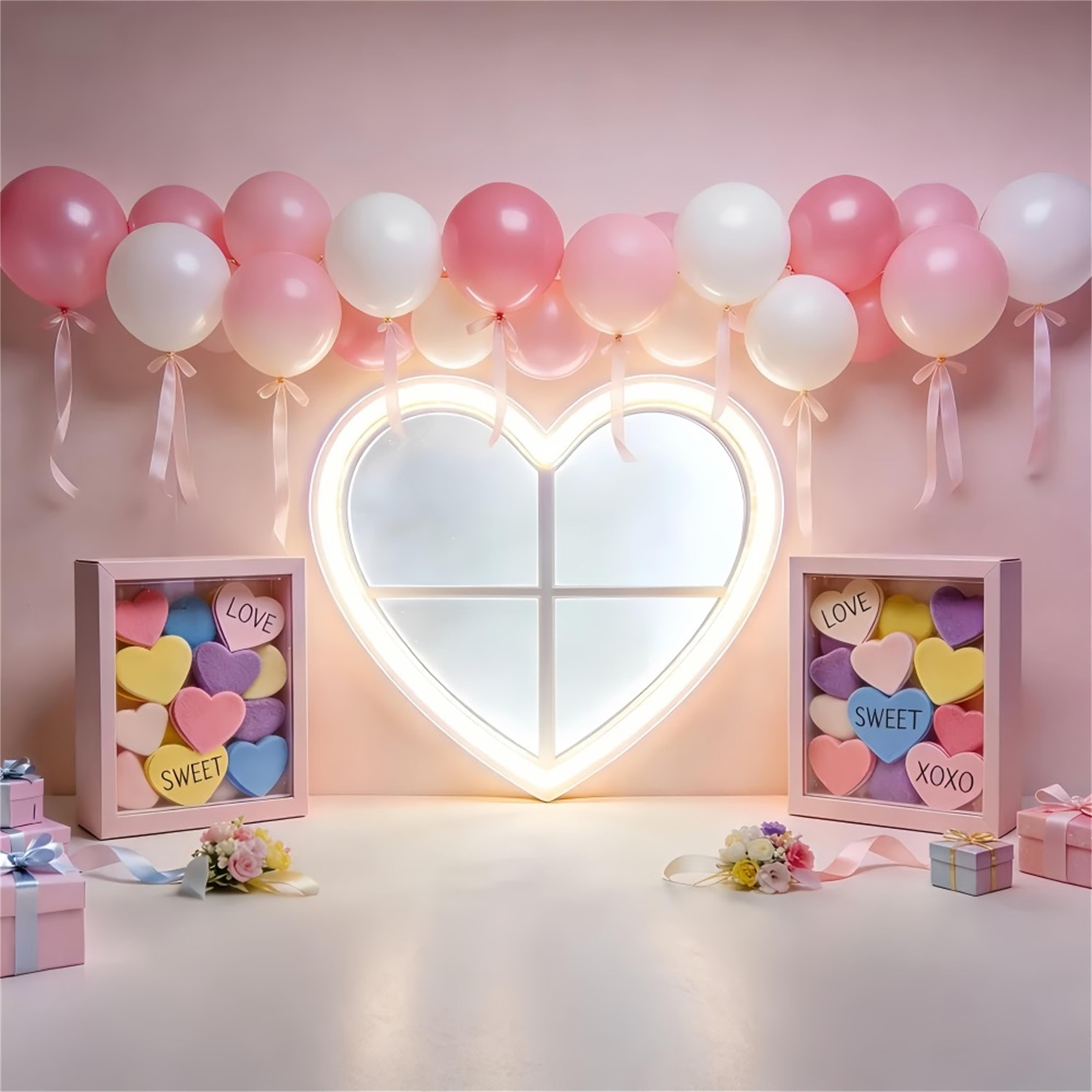Herz-Hintergrund Zartrosa Ballonherz Rosa Valentinstag-Hintergrund LXX512-62