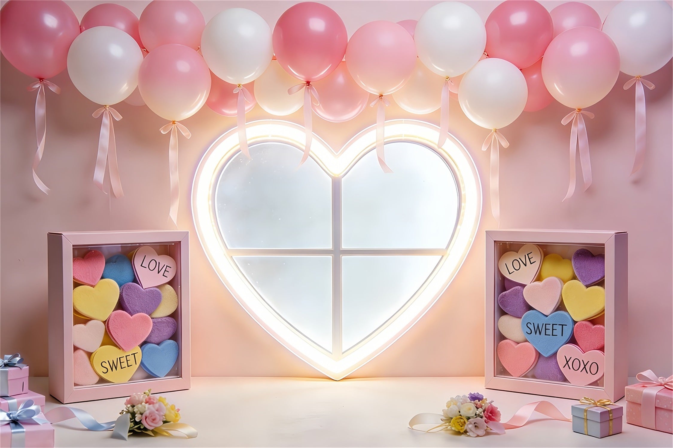 Herz-Hintergrund Zartrosa Ballonherz Rosa Valentinstag-Hintergrund LXX512-62