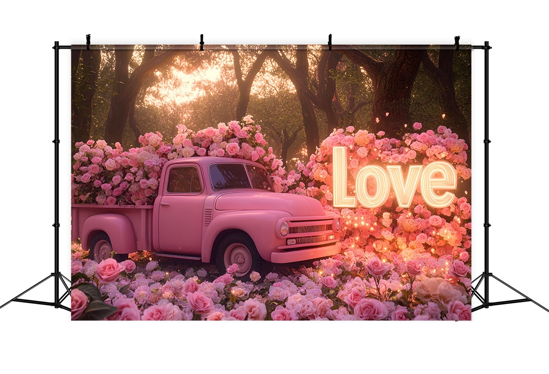 Rosa Valentinstag-Hintergrund Rose Vintage-Liebes-Lkw Romantischer Hintergrund LXX512-79