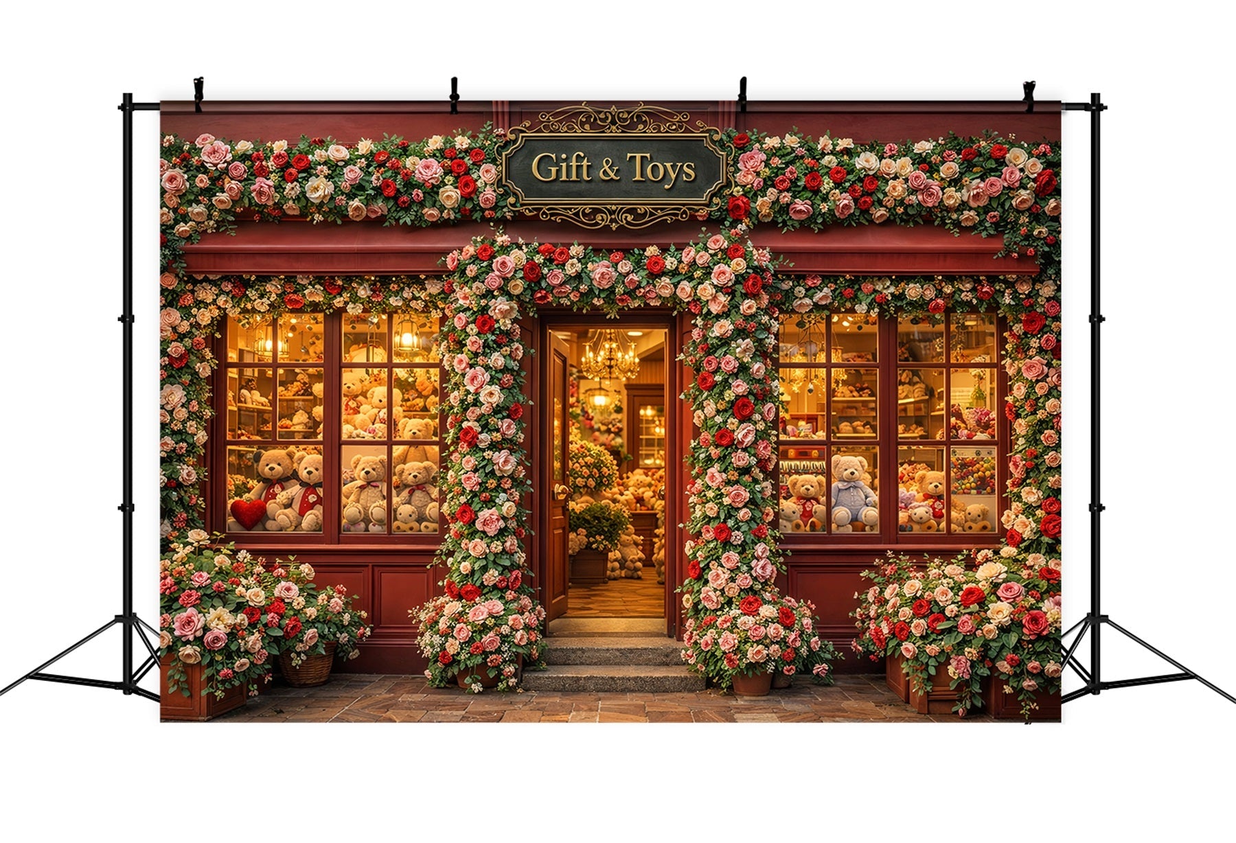 Teddybären Valentinstag Hintergrund Blumen Geschenkeladen Rose Romantischer Hintergrund LXX512-81