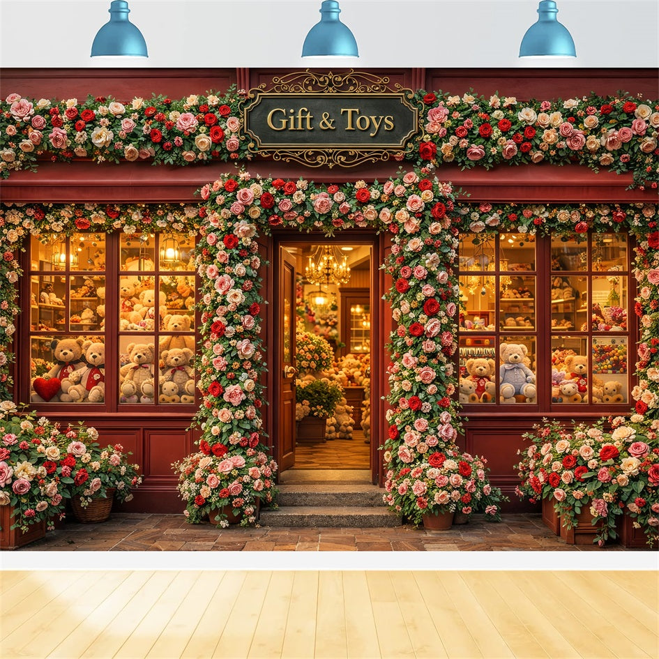 Teddybären Valentinstag Hintergrund Blumen Geschenkeladen Rose Romantischer Hintergrund LXX512-81