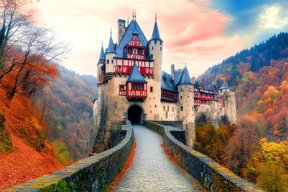 Herbstkulisse Enchanted Twilight Castle Fotohintergrund LXX57-153