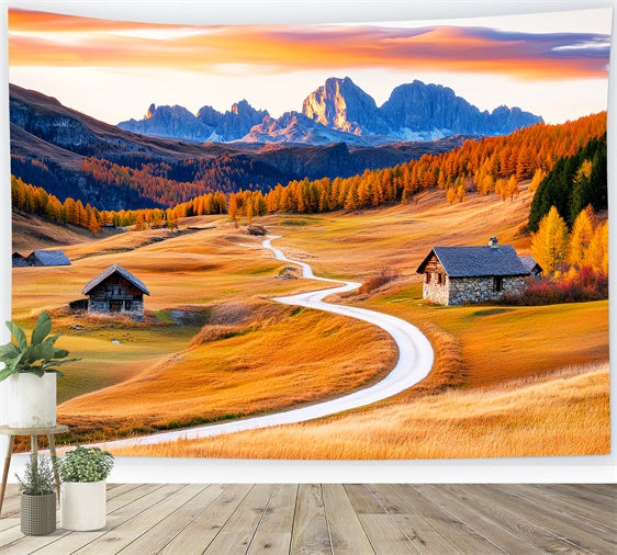 Herbst Fotohintergrund Kurvenreicher Pfad Berghintergrund LXX57-157