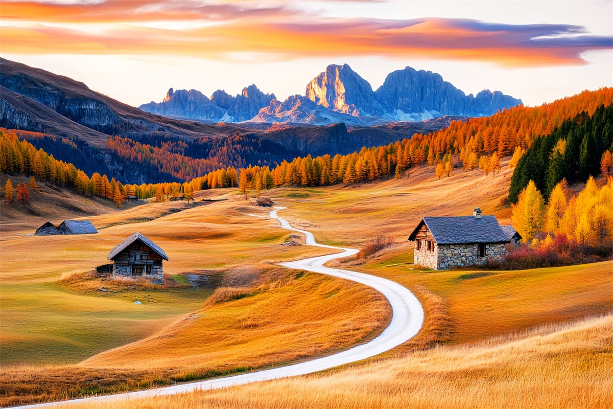 Herbst Fotohintergrund Kurvenreicher Pfad Berghintergrund LXX57-157