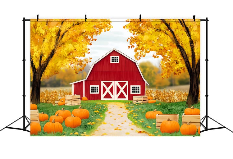 Scheune Fotohintergrund Barnyard Trail Herbstwald Backdrops LXX57-162