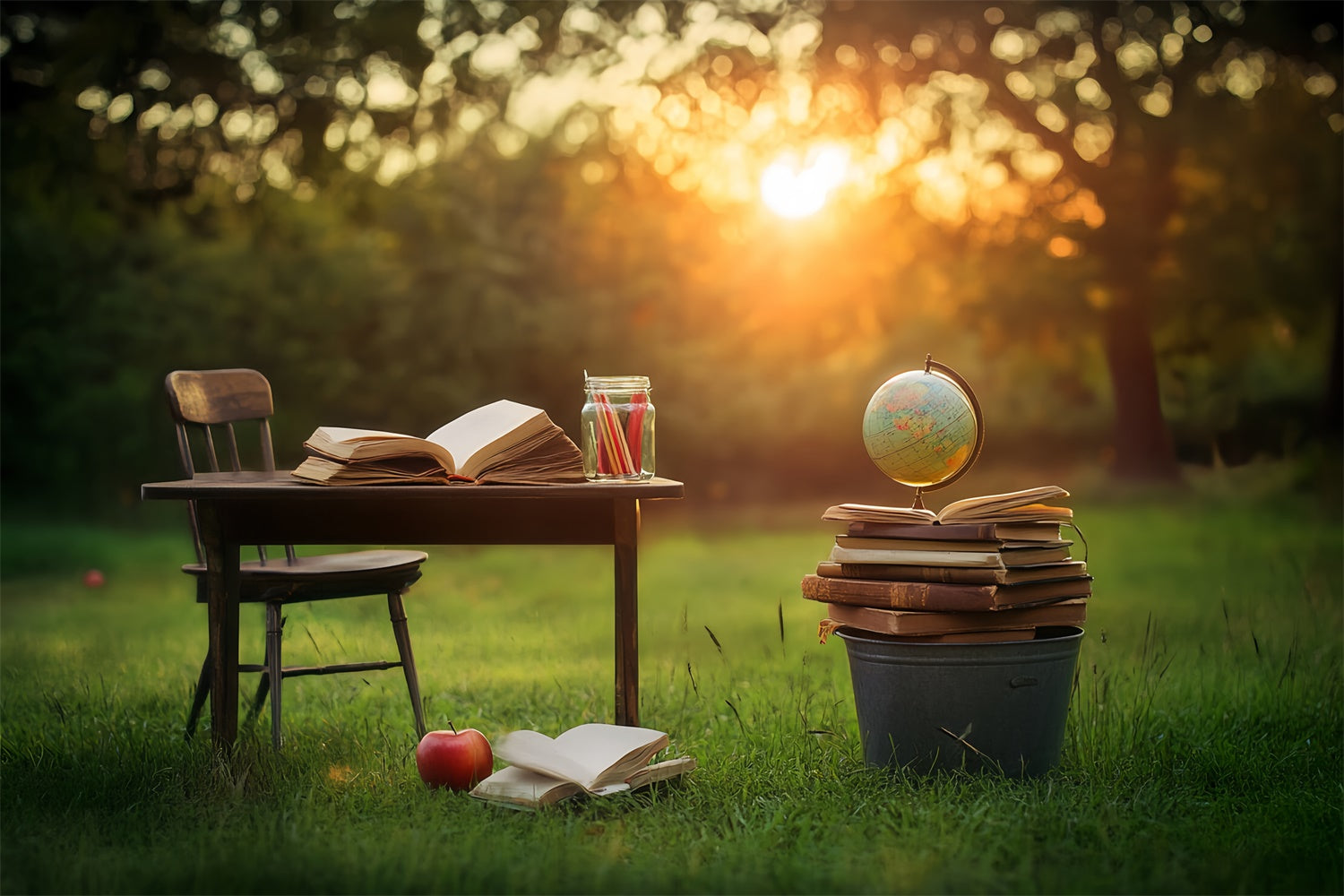 Back To School Fotohintergrund Golden Hour Learning Backdrop LXX57-21