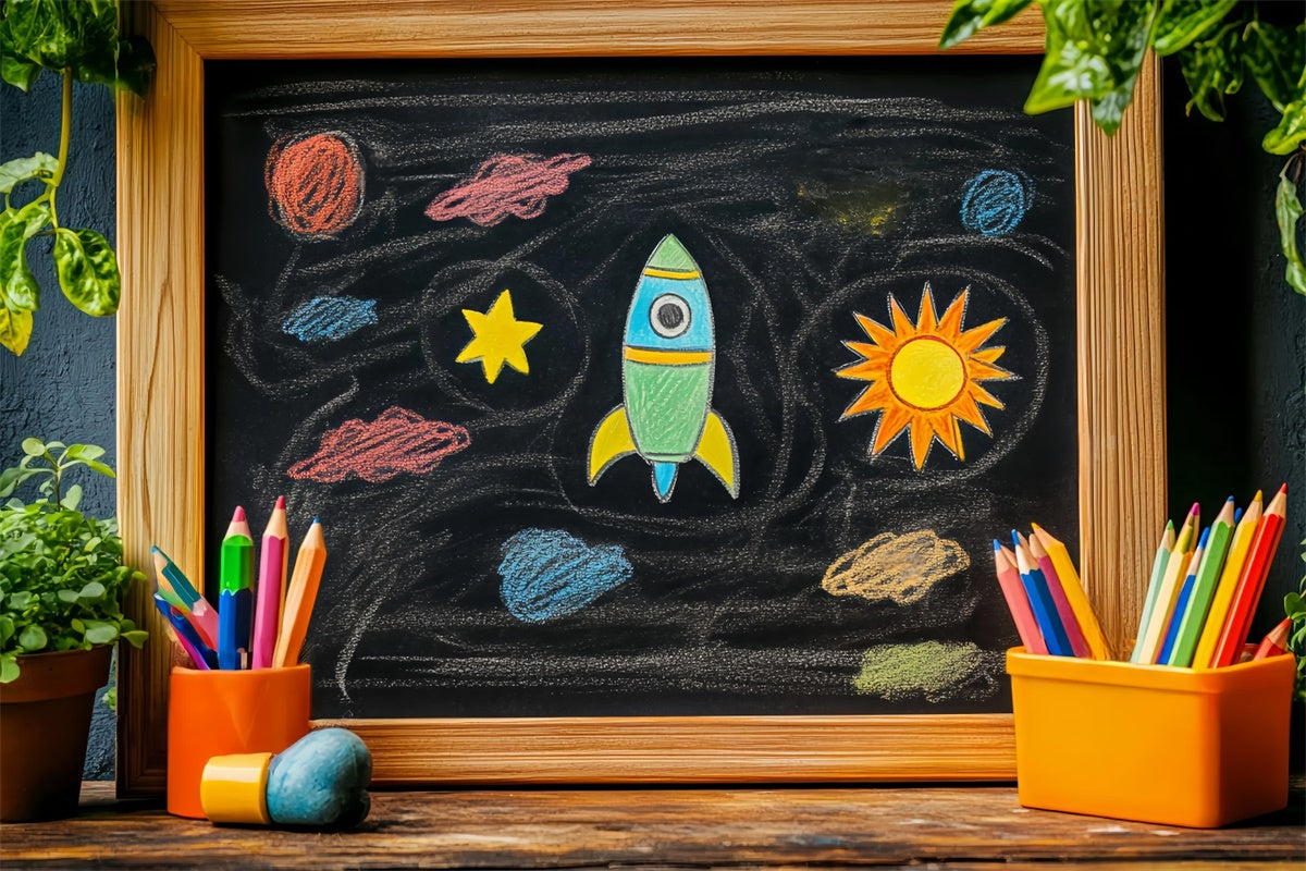 Back To School Fotohintergrund Outer Space Doodle Backdrop LXX57-30
