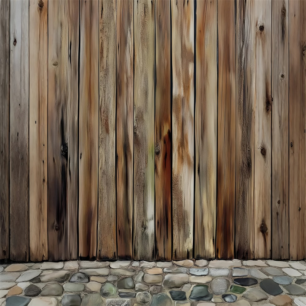 Rustikale Holzkulisse Zaun Steinsockel Kulisse LXX57-305