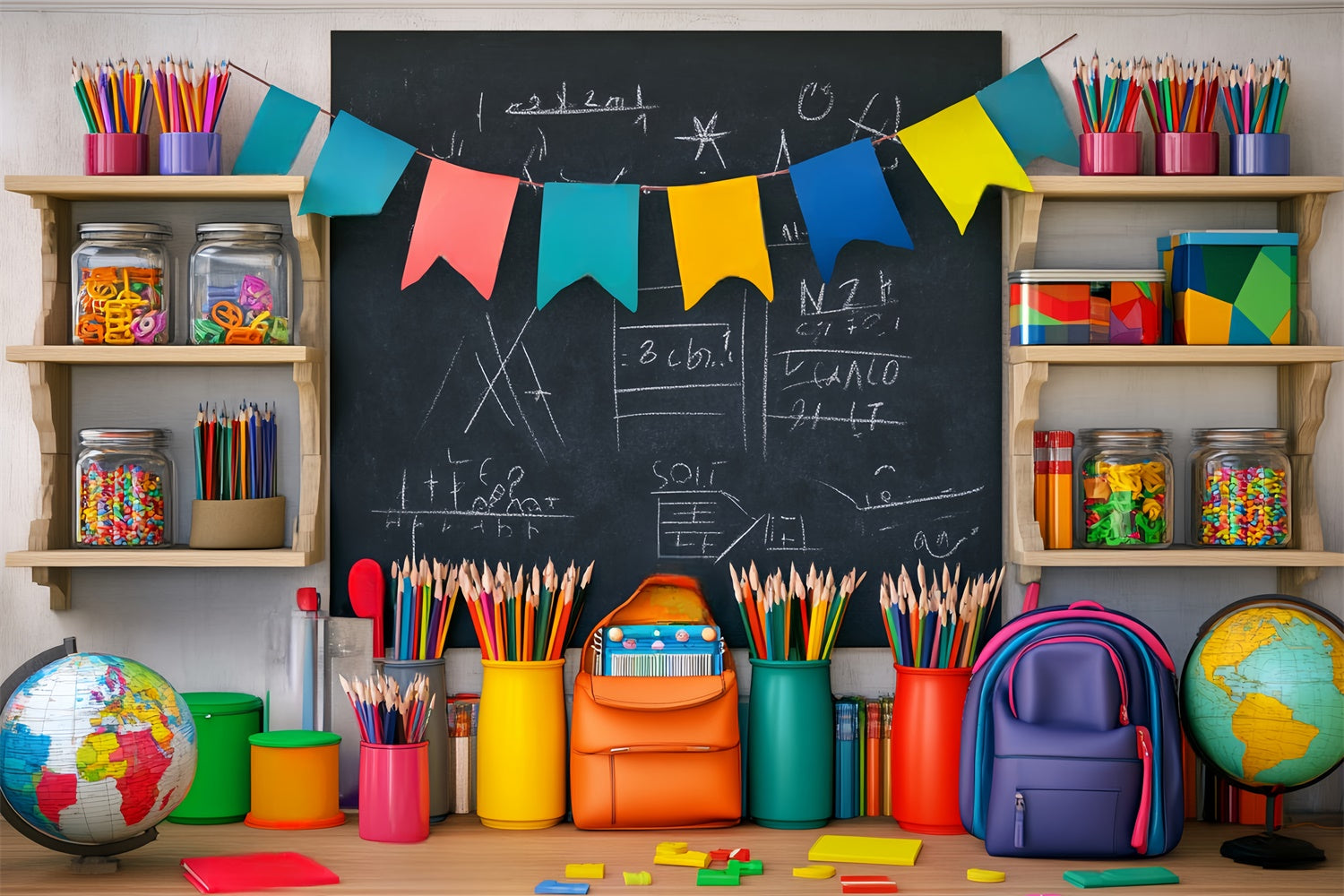 Back To School Backdrops Kreativer Schreibtisch Blackboard Backdrop LXX57-36