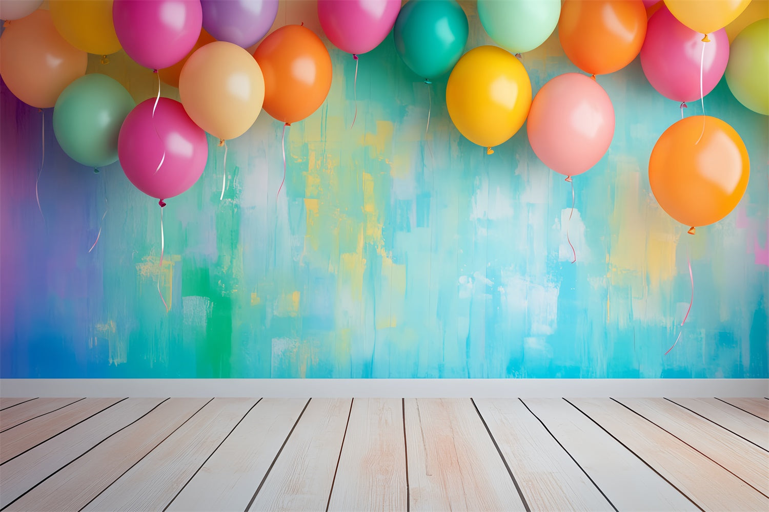 Back To School Fotohintergrund Helle Luftballons Study Backdrop LXX57-39