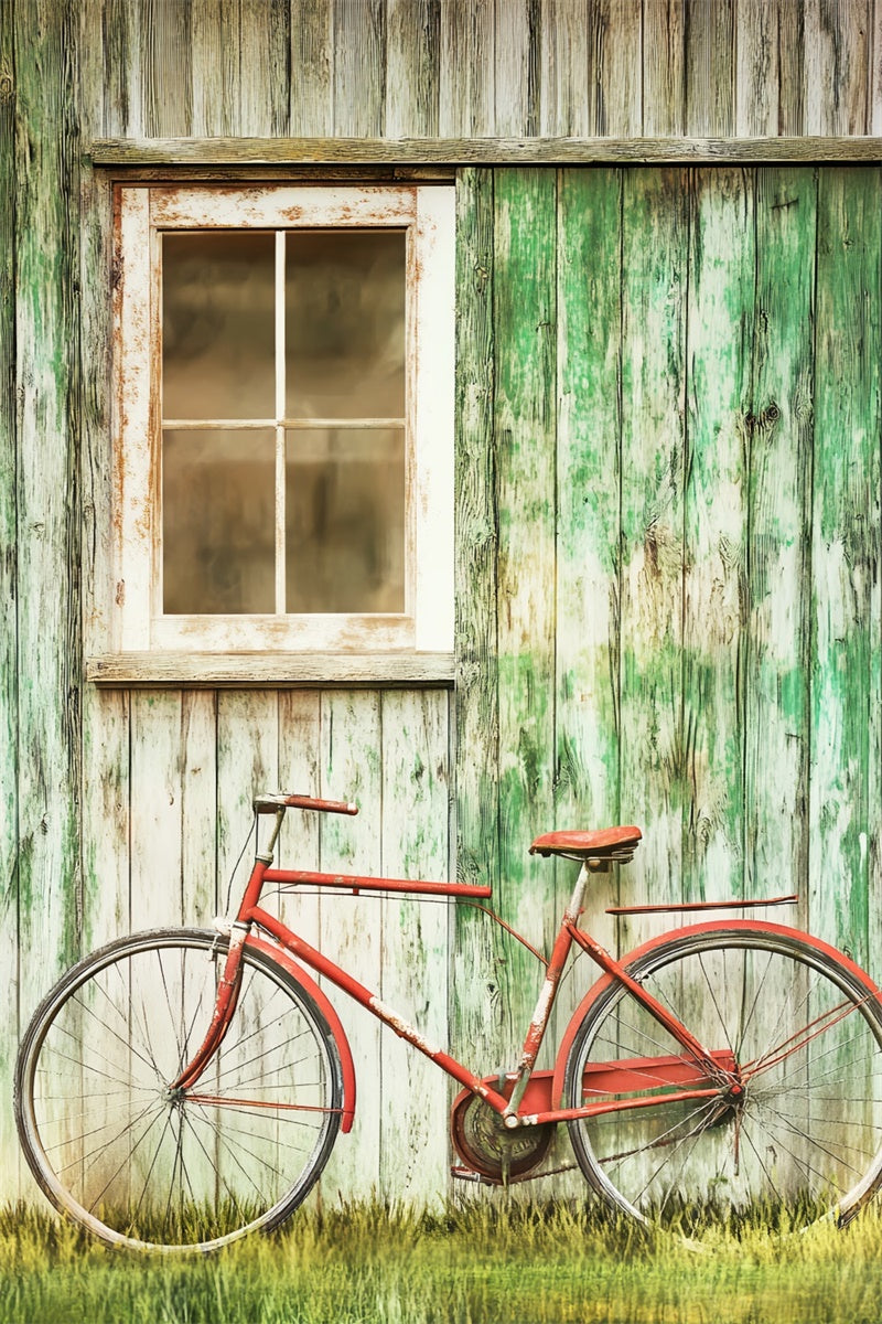 Rustikale Scheunen-Hintergrundkulisse Rustikale Wand-Fahrrad Foto Hintergrund LXX57-396