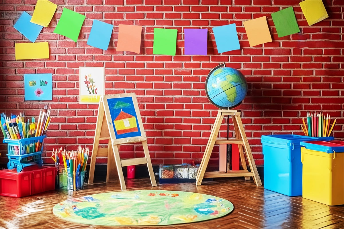 Back To School Fotohintergrund Backsteinmauer Kreativitätshintergrund LXX57-43