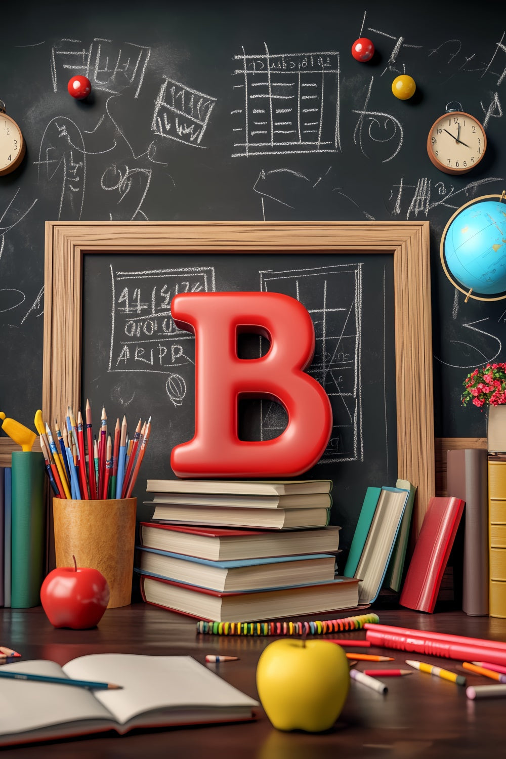 Back To School Backdrop Klassischer Schulschreibtisch Backdrop LXX57-48