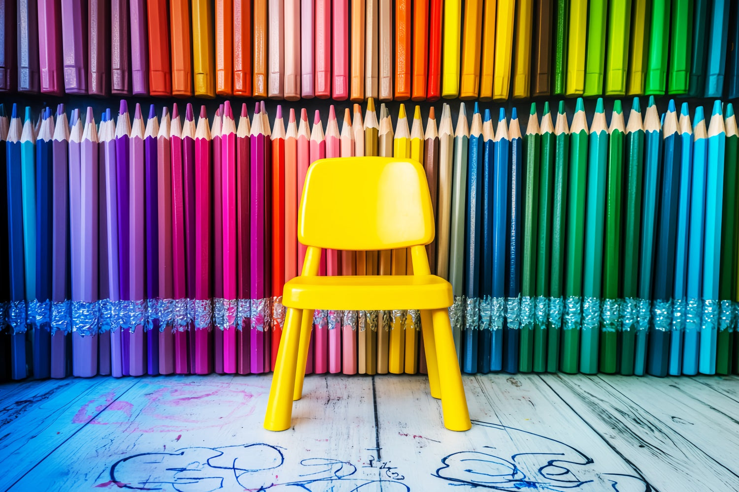 Back To School Backdrop Regenbogen Bleistiftsitz Backdrop LXX57-53