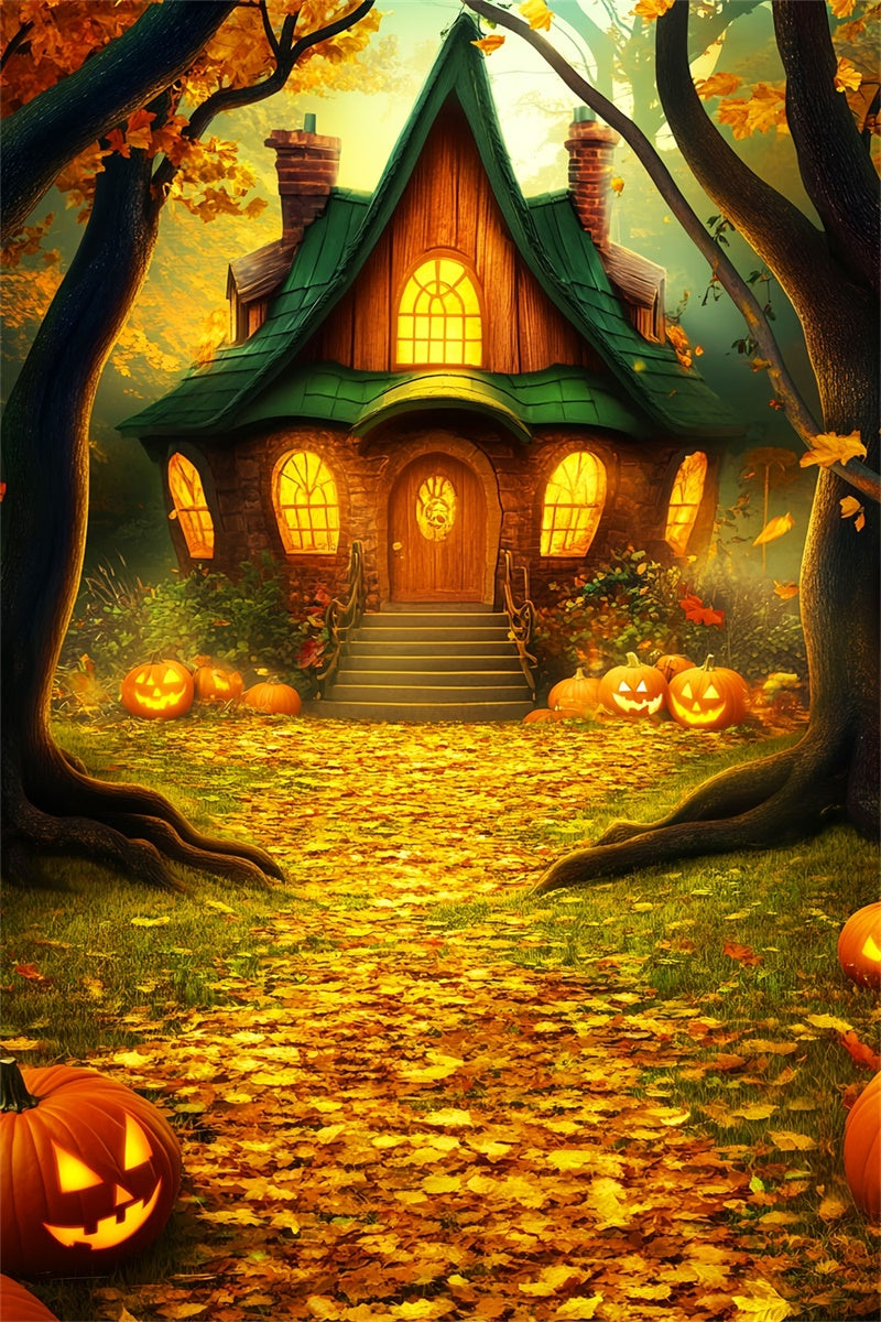 Halloween Backdrop Ideen Verzauberte Kürbishütte Backdrop LXX57-64