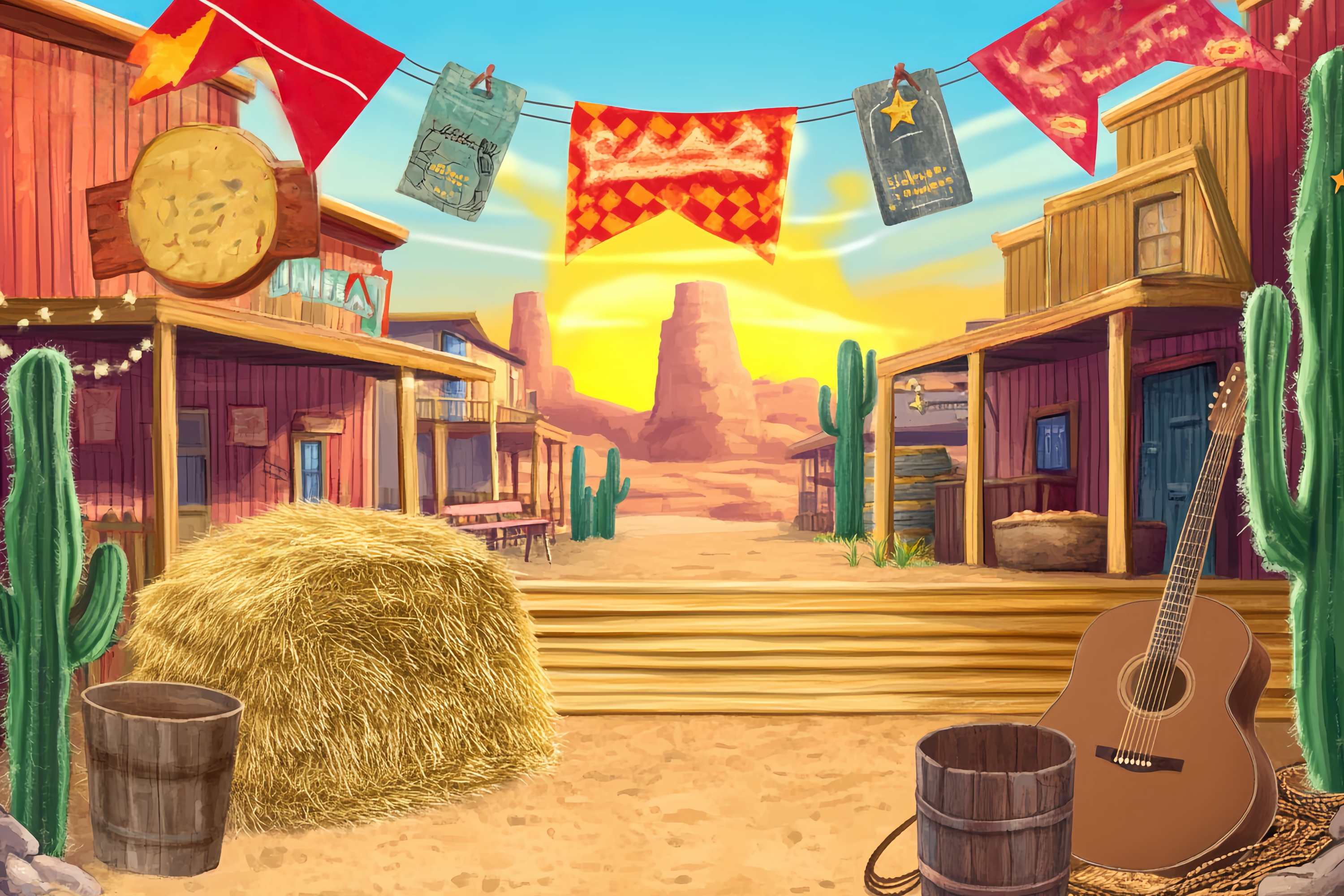 Herbst-Foto Hintergrund Bunte Westernstraße Kaktus Western-Foto Hintergrund LXX58-192