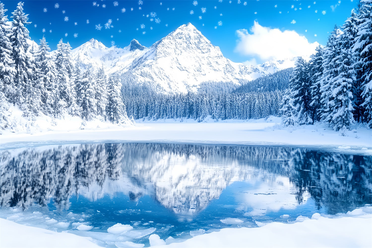 Winter Wonderland Backdrop Kristallsee Alpenreflexion Winter Studio Hintergrund LXX58-227