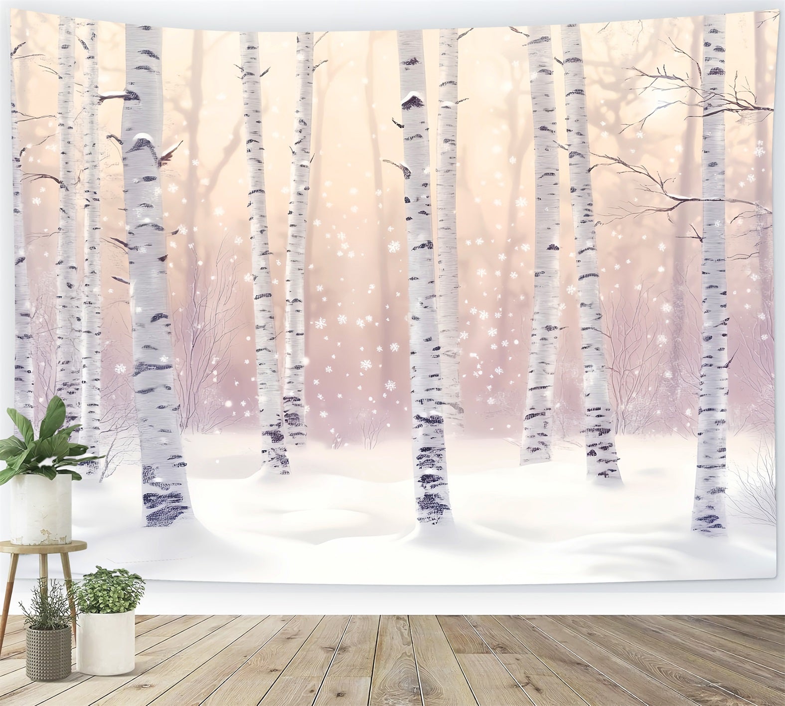 Winterlicher verschneiter Wald Verschneite Birken Winterlicher Schein Waldhintergründe LXX58-277