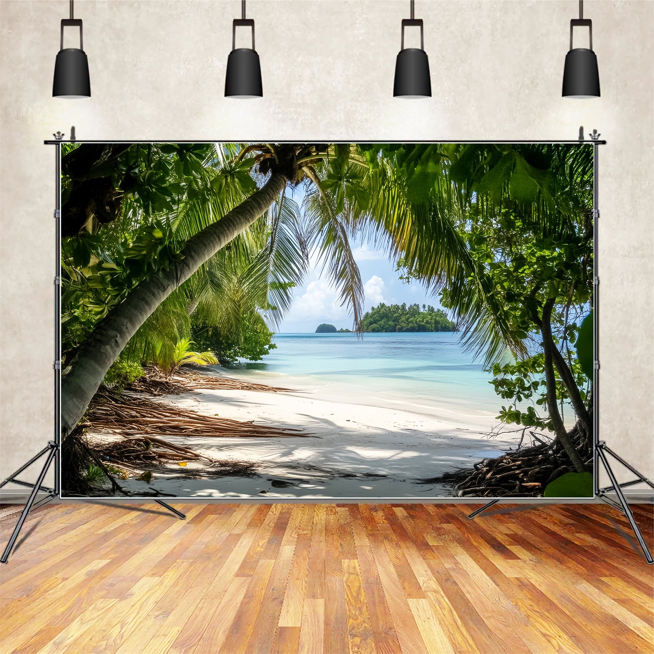 Regenwald Tropische Palmen Insel Küste Wald Foto Hintergrund LXX58-290