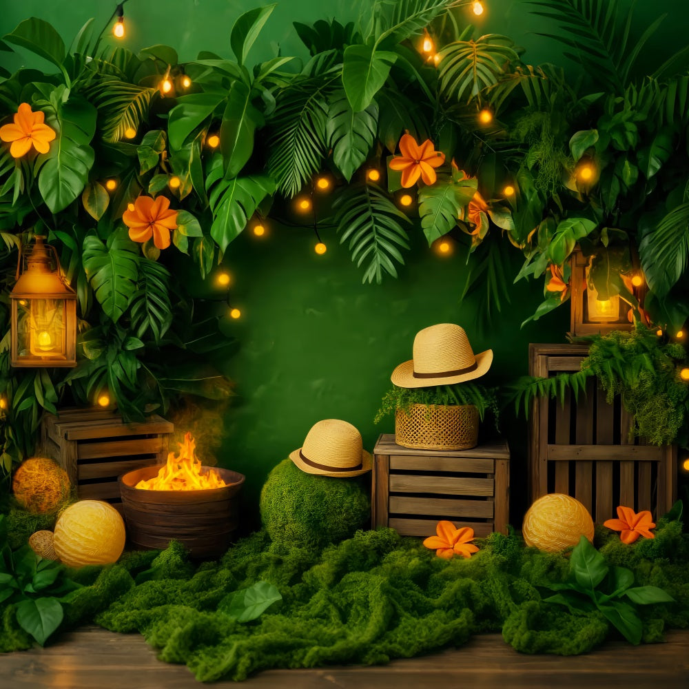 Regenwald Dschungel Laterne Feuerglühen Waldfotokulisse LXX58-293