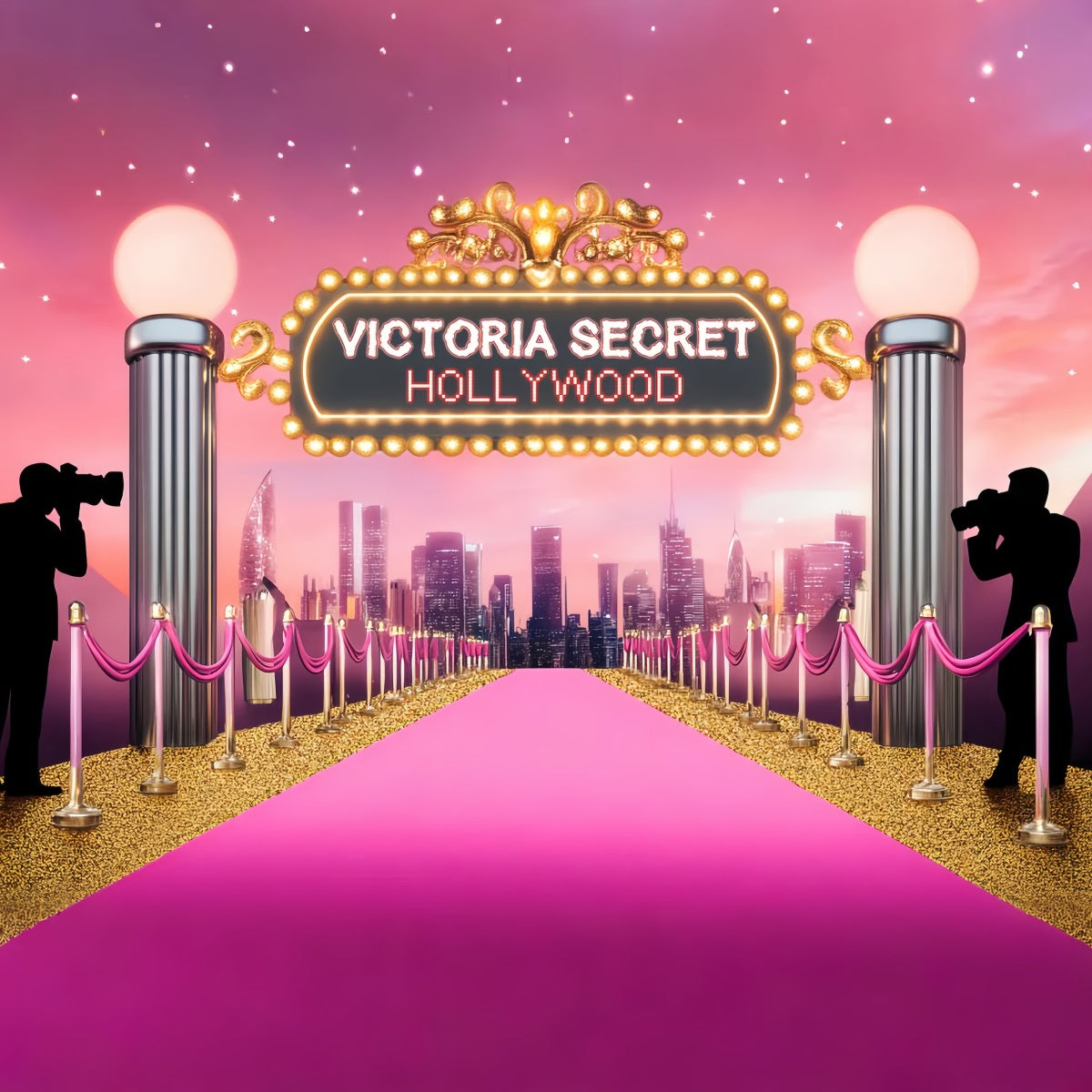 Roter Teppich Foto Hintergrund Rosa Teppich Glamour Lichter Hollywood Foto Hintergrund LXX58-330