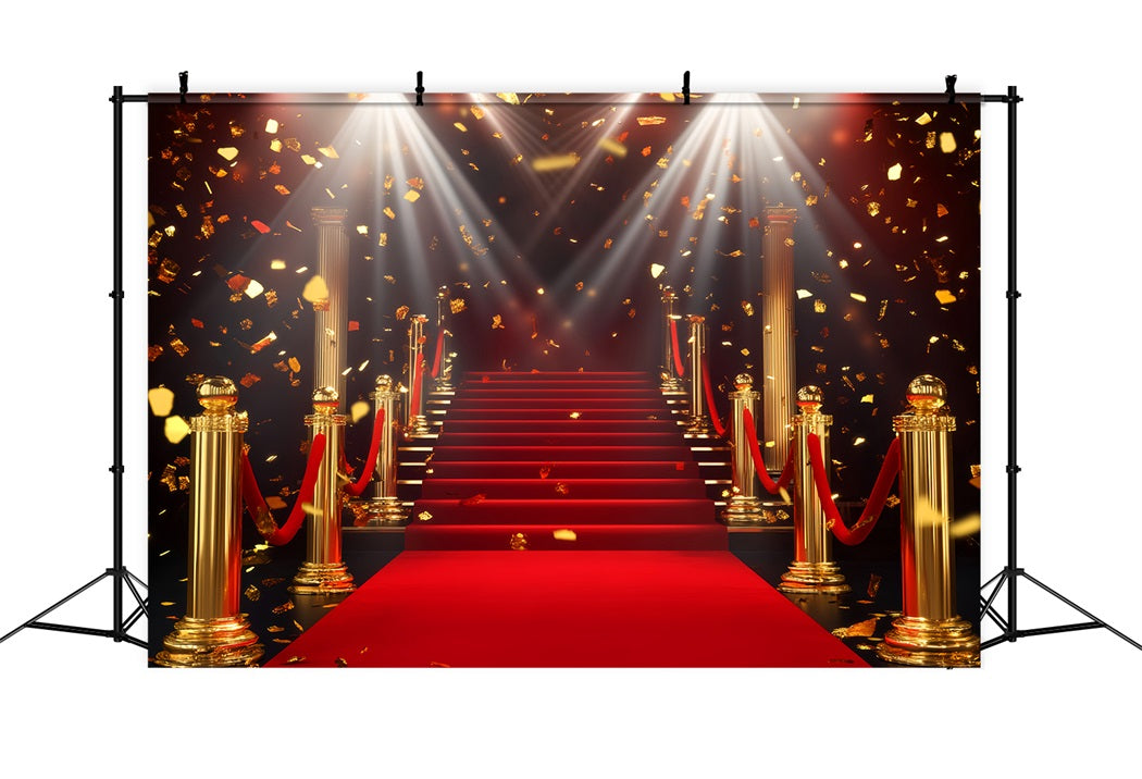 Roter Teppich Foto Hintergrund Goldene Säule Glitzernde Treppe Bühnen Foto Hintergrund LXX58-331