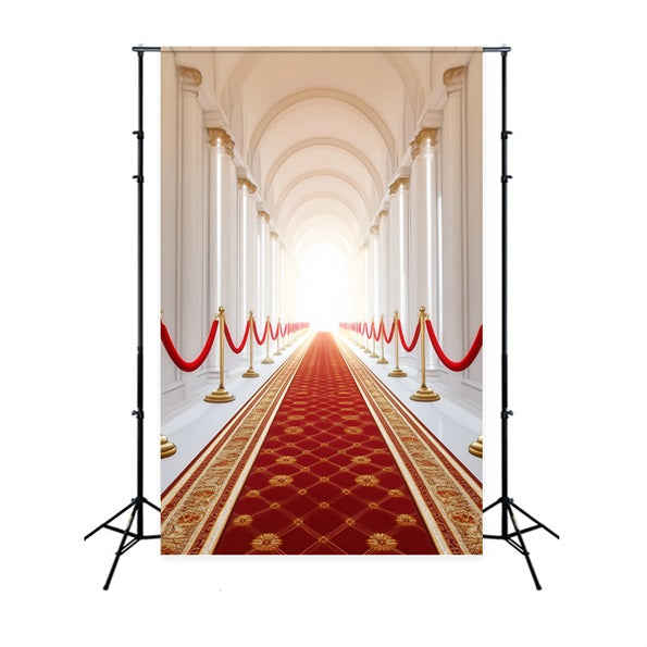 Roter Teppich als Foto Hintergrund Königlicher gewölbter Flur Säulen Roter Teppich Foto Hintergrund LXX58-337