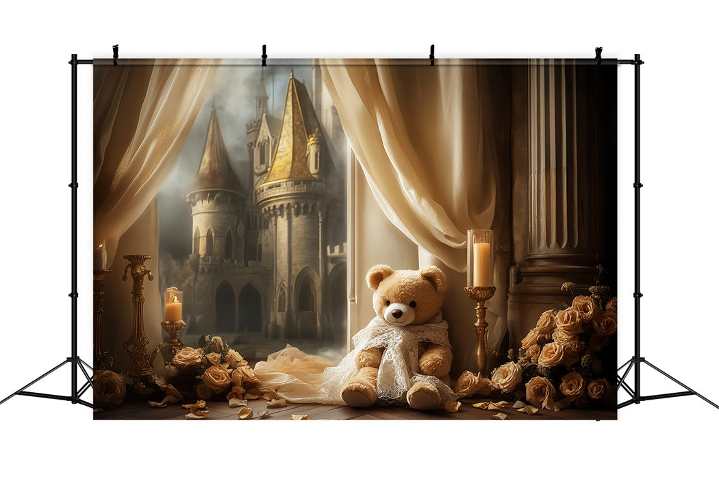 Schloss Fotohintergrund Goldener Schein Schlossansicht Neugeborenen Fotografie Studio Hintergründe LXX58-374