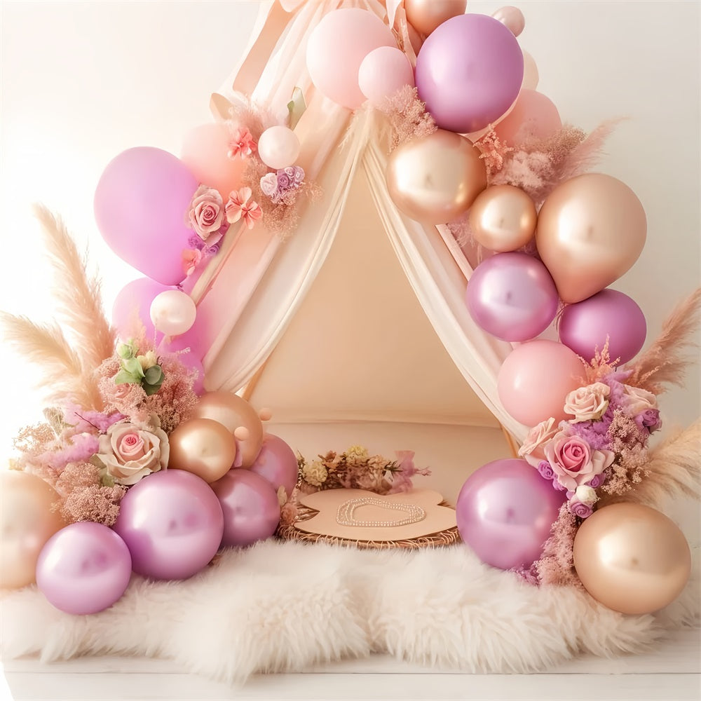 Neugeborenen Fotohintergrund Blush Balloon Floral Tent KinderStudio Hintergründe LXX58-388