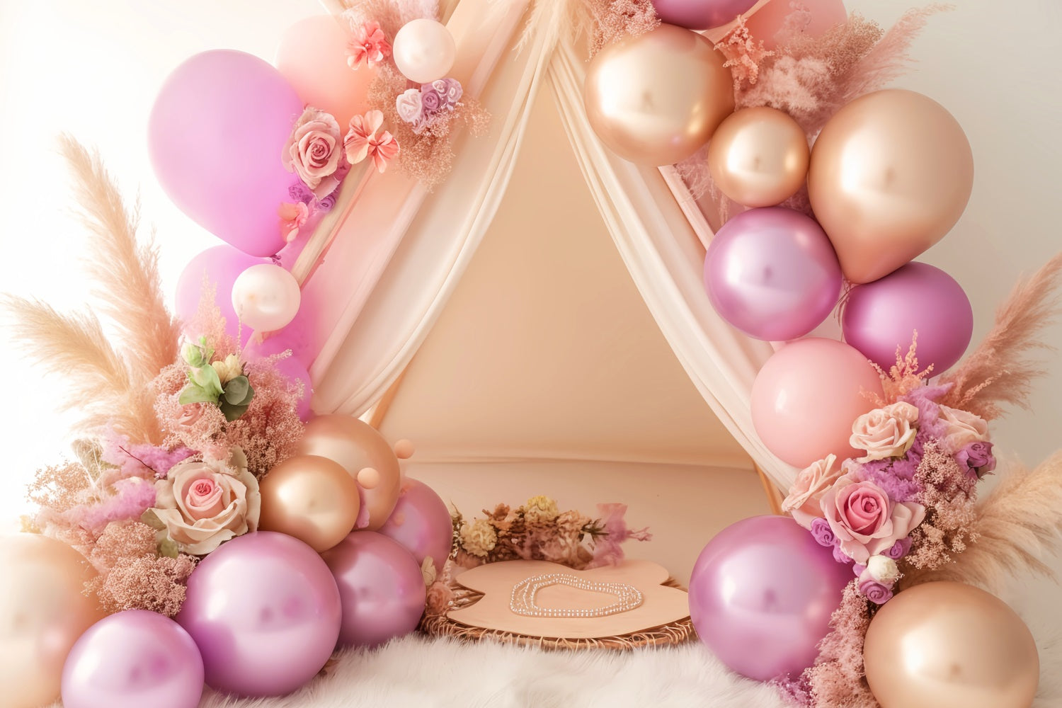 Neugeborenen Fotohintergrund Blush Balloon Floral Tent KinderStudio Hintergründe LXX58-388
