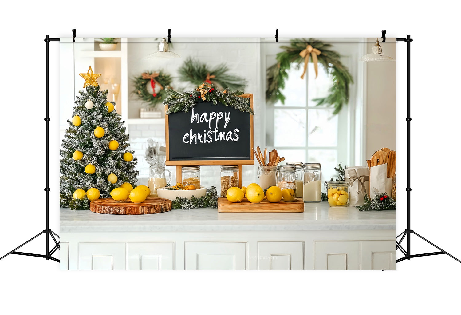 Weihnachten Küche Foto Hintergrund Zitrone Baum Bauernhof Küche Weihnachten Backdrop Ideen LXX58-56