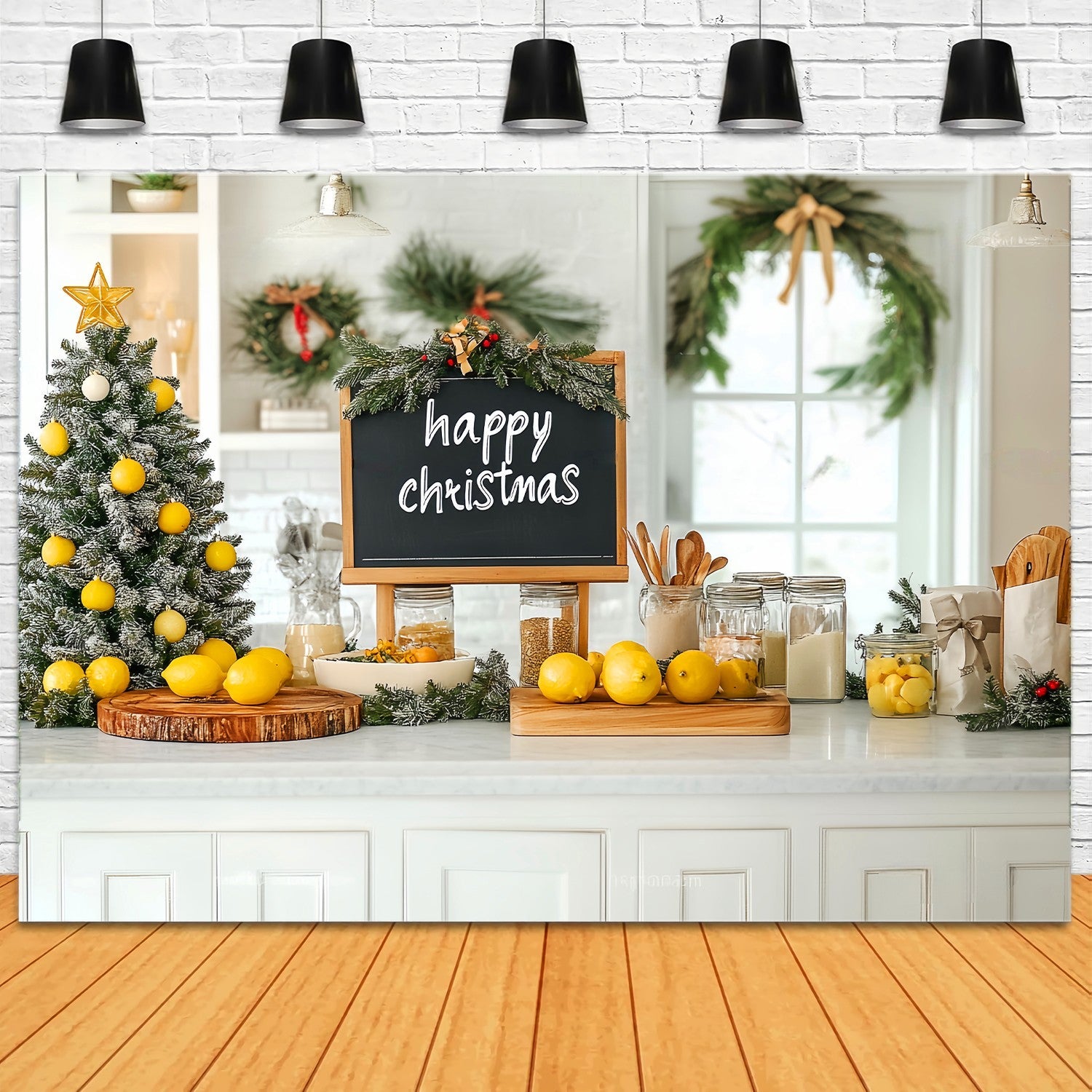 Weihnachten Küche Foto Hintergrund Zitrone Baum Bauernhof Küche Weihnachten Backdrop Ideen LXX58-56