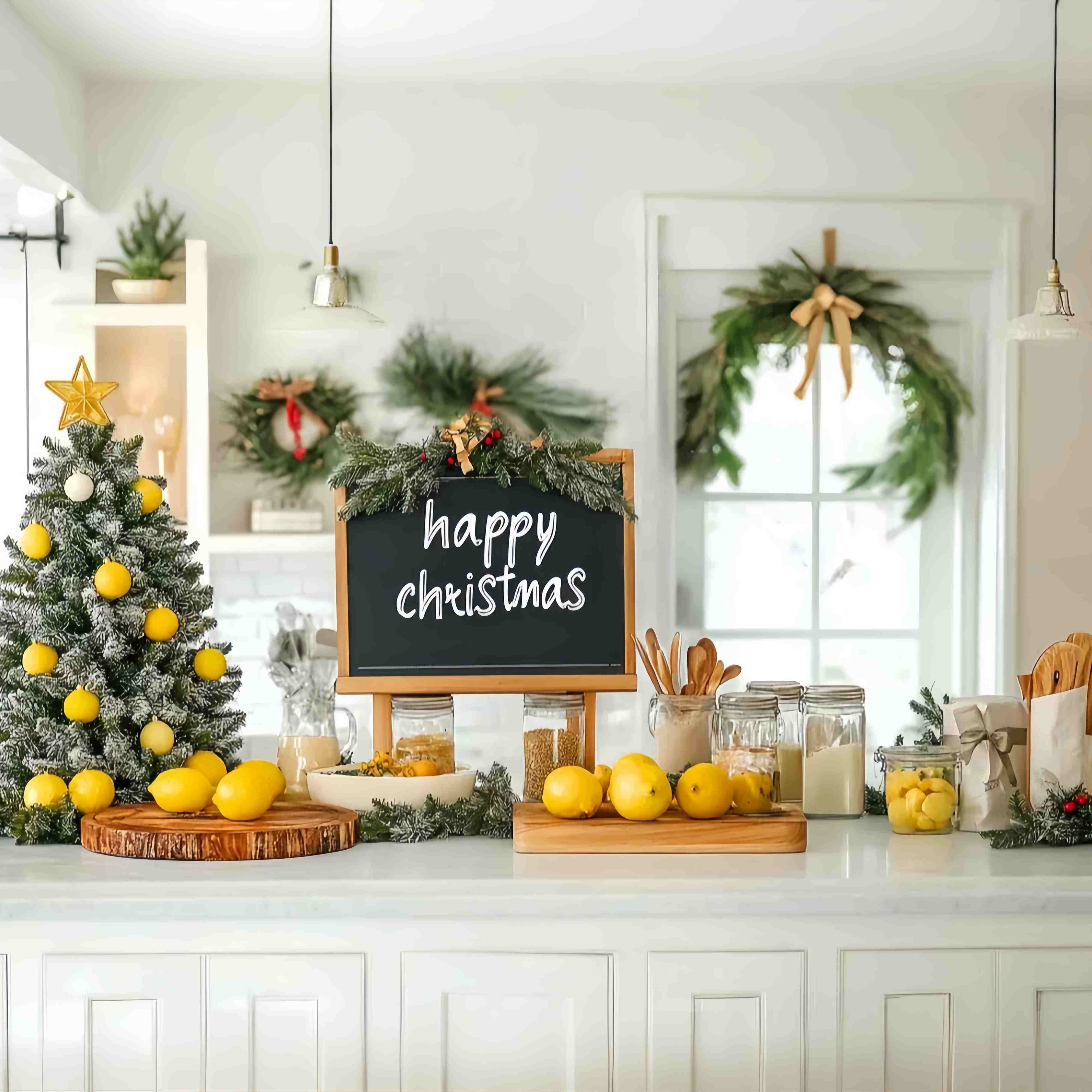 Weihnachten Küche Foto Hintergrund Zitrone Baum Bauernhof Küche Weihnachten Backdrop Ideen LXX58-56