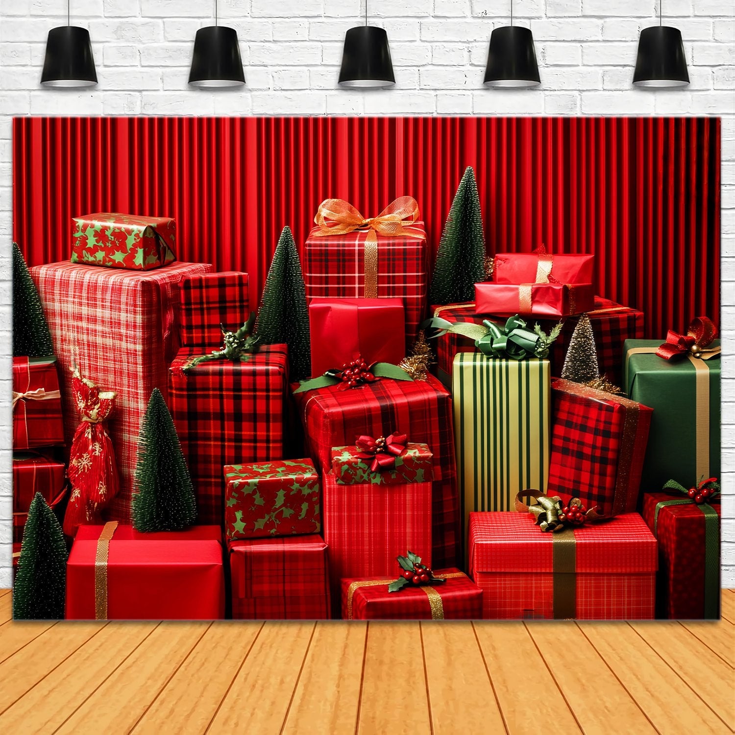 Rote Weihnachten Foto Hintergrund Rot kariert eingewickelt Geschenke Weihnachten Backdrops für Fotografie LXX58-58