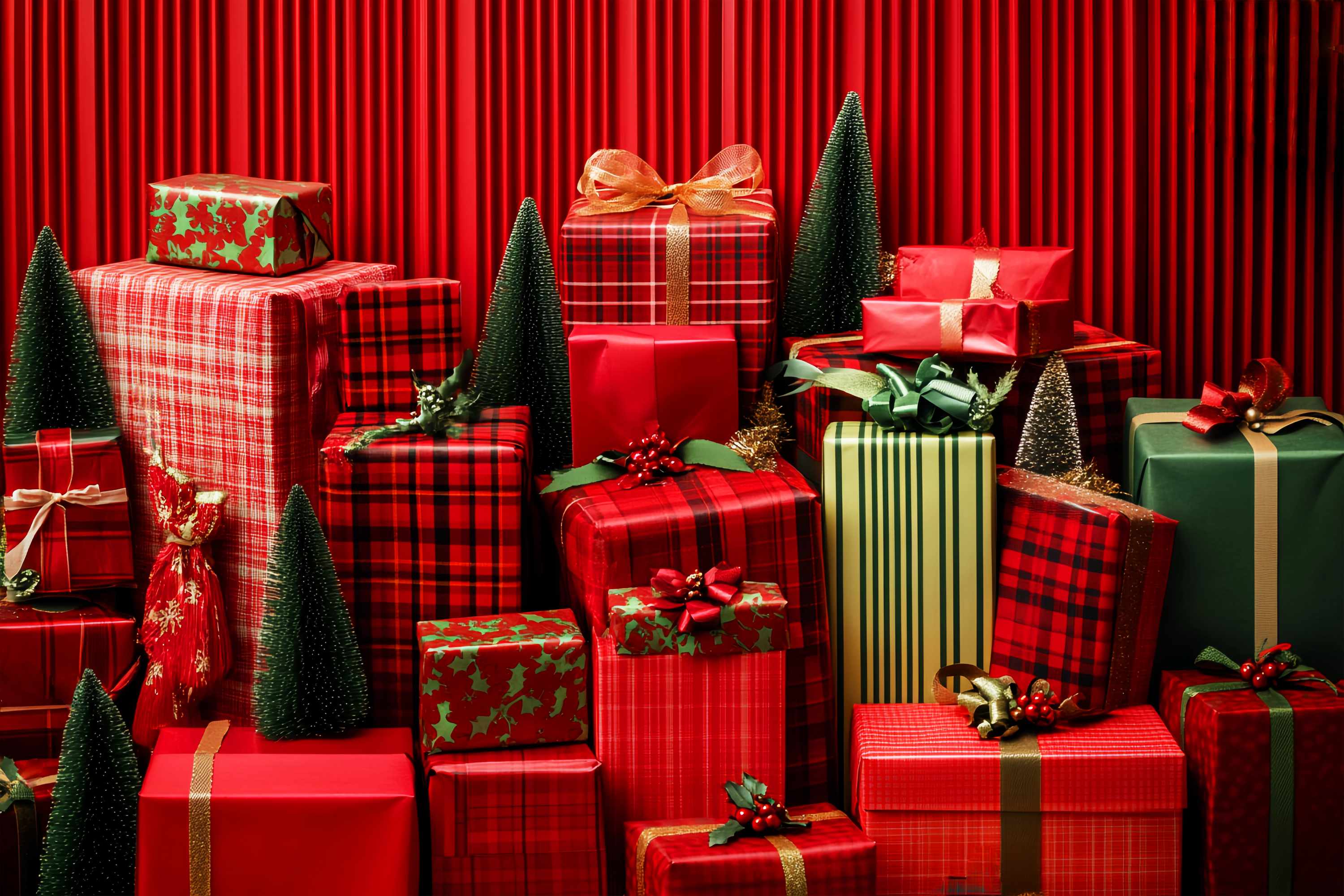Rote Weihnachten Foto Hintergrund Rot kariert eingewickelt Geschenke Weihnachten Backdrops für Fotografie LXX58-58
