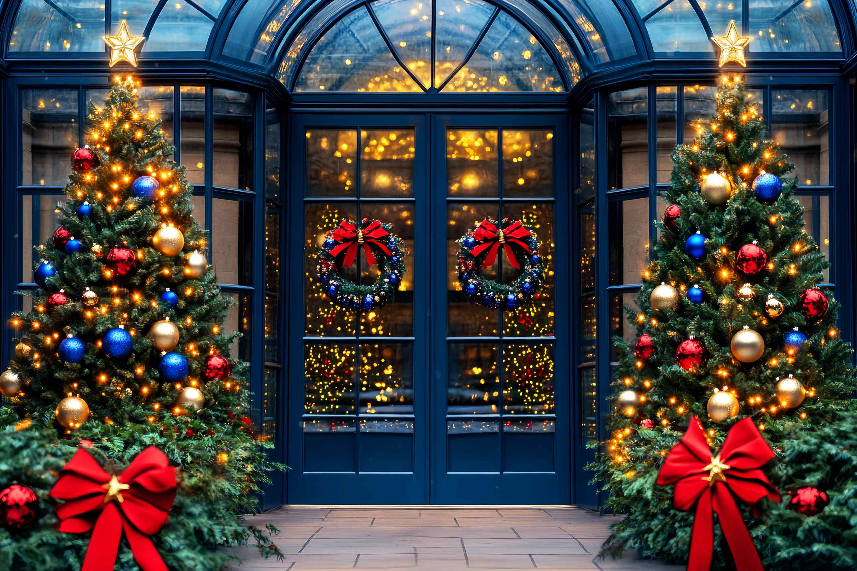 Weihnachten Fotohintergrund Königsblau Ornament Eingangsbereich Weihnachten Hintergründe 10x10 LXX58-68