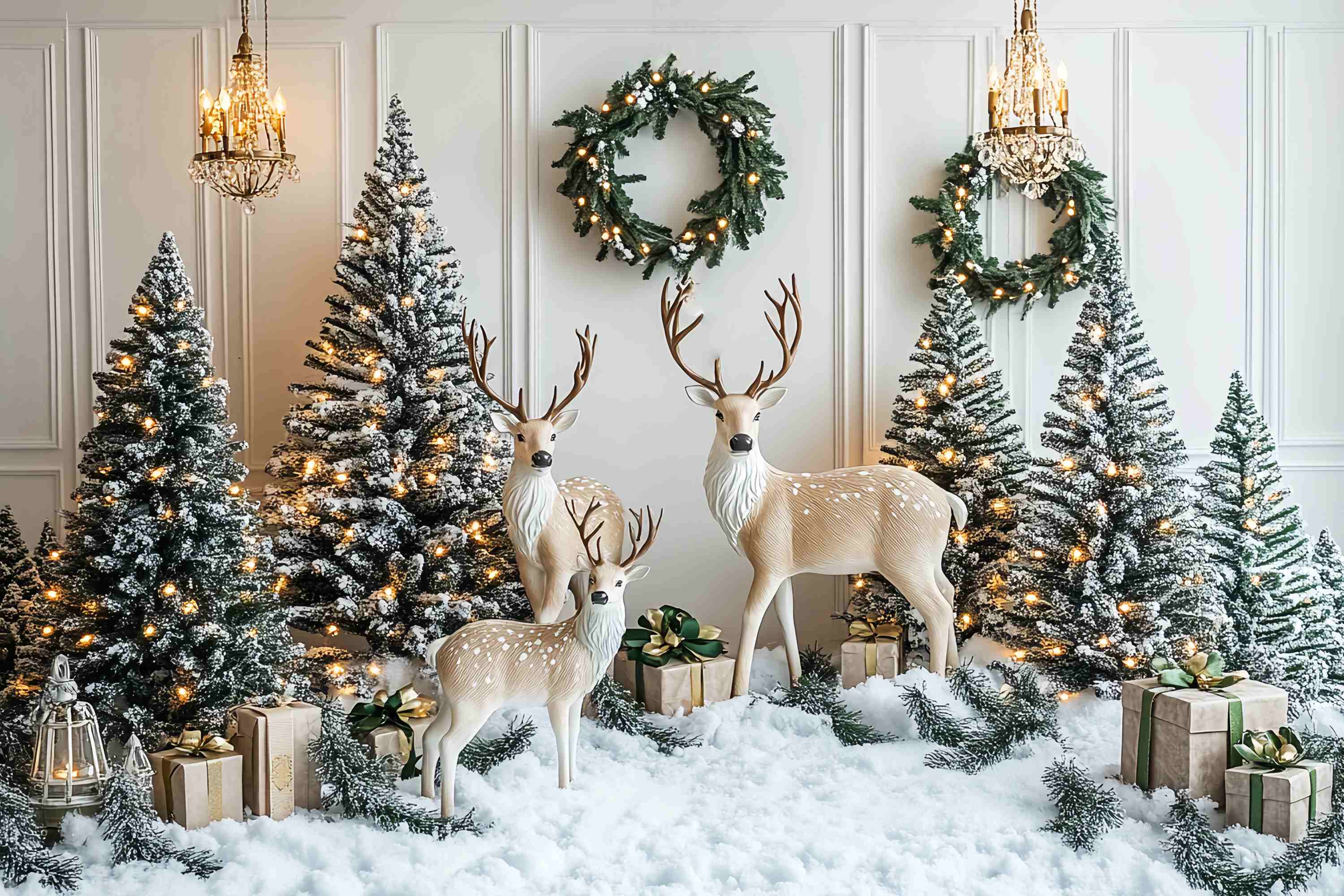Weihnachten Wand Foto Hintergrund verschneit Rentier Tannenwunderland Weihnachten Hintergrundbilder 10x10 LXX58-70